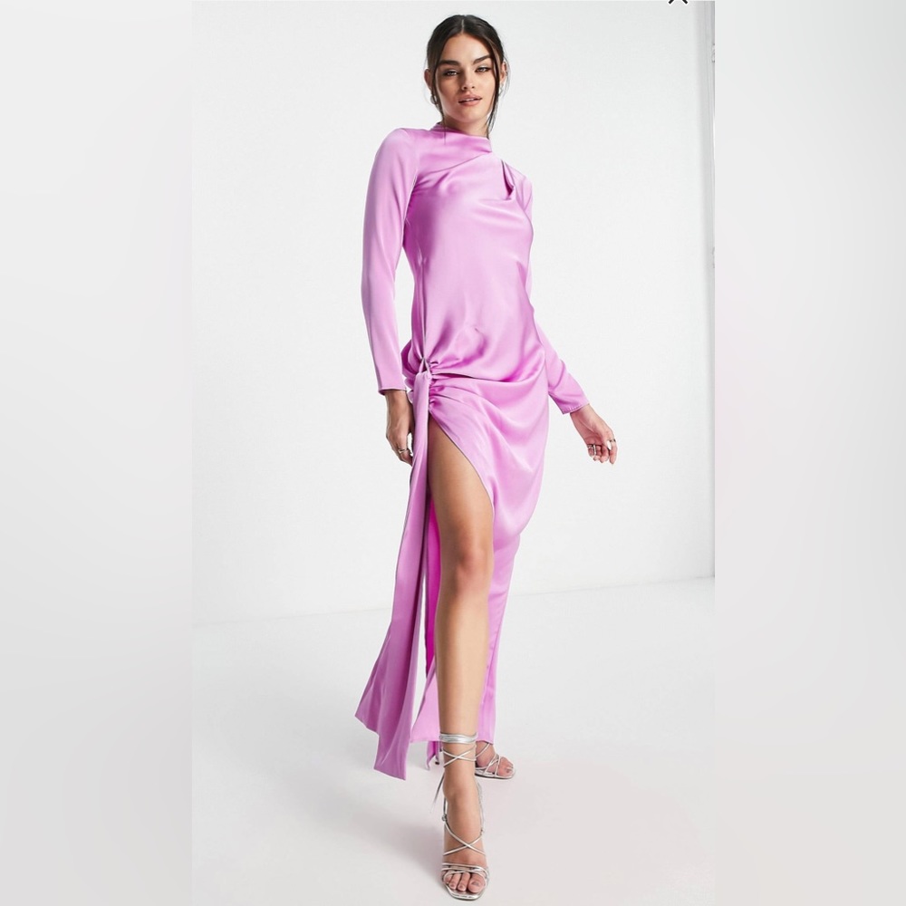ASOS Satin maxi dress with tie detail. 💜